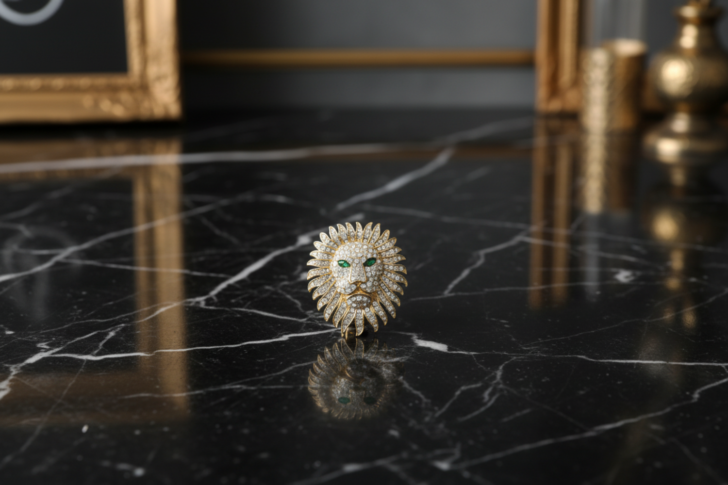 A Gold Lion Head Lapel Pin