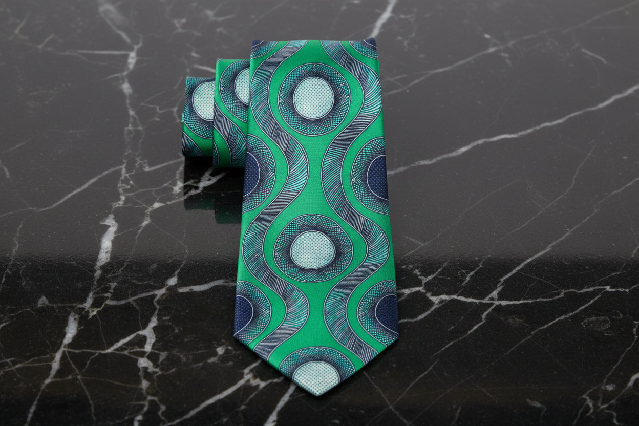 a green necktie