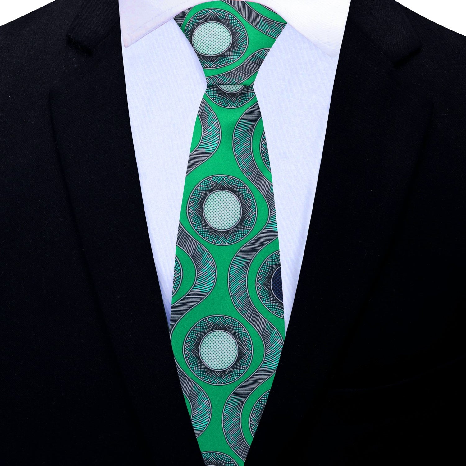 Thin Green Abstract Circles Tie