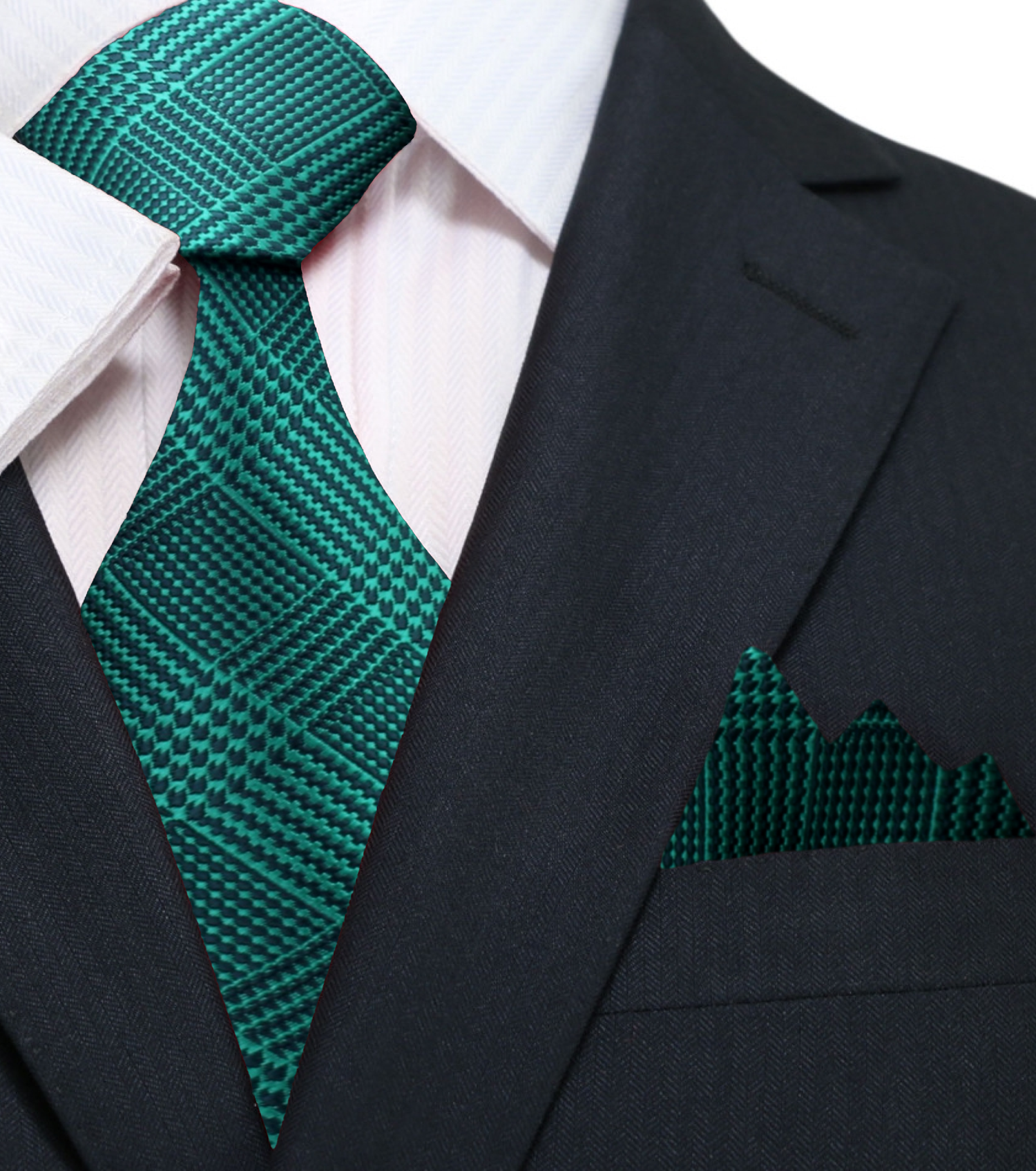 Green Geometric Tie with Square