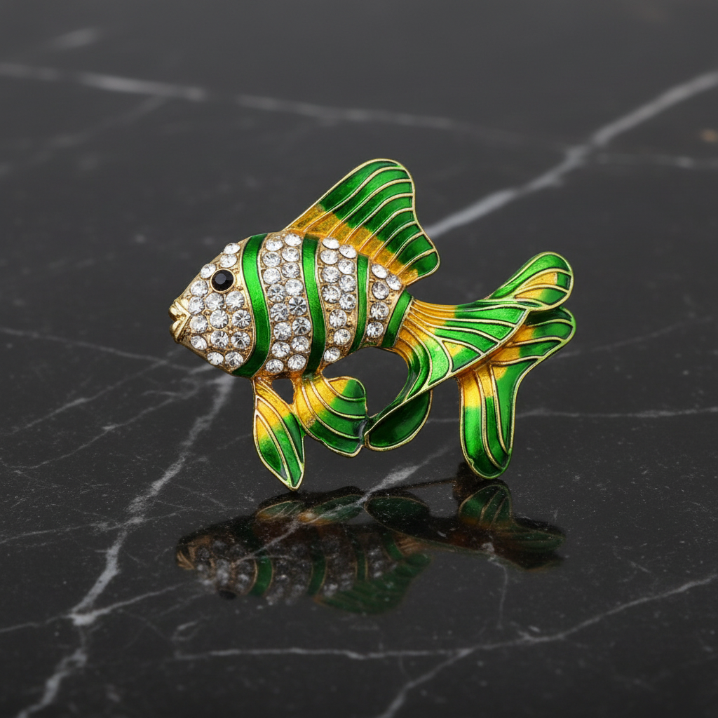 Green Tropical Fish Brooch