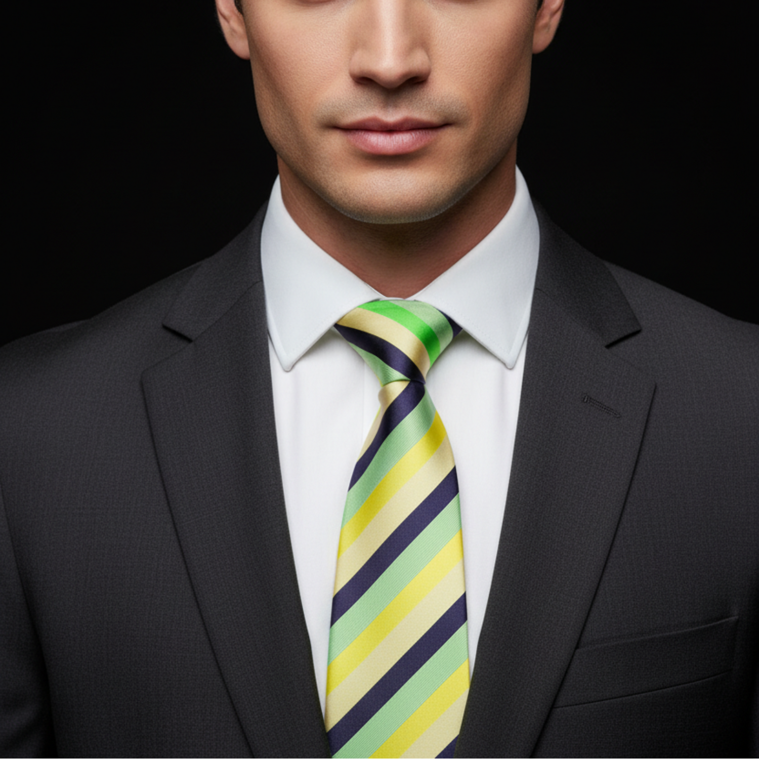 Striped Necktie in Purple, Grey, Blue, Green, Peach, Pink, Yellow or Brown