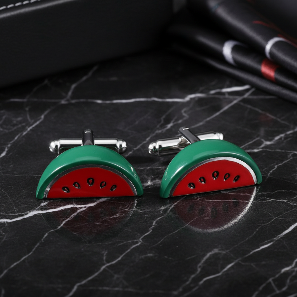 Green and Red Watermelon Cufflinks