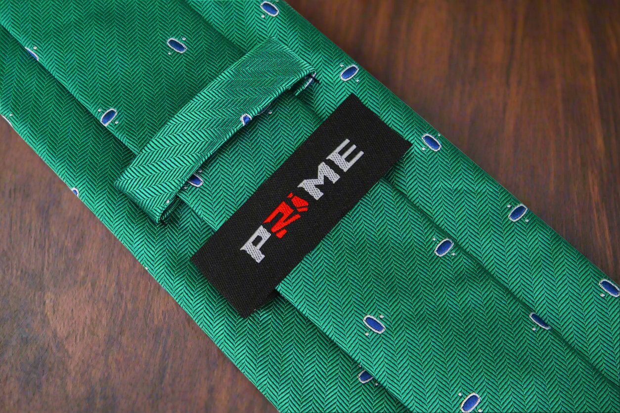 Green with Blue Ovals Tie Keep