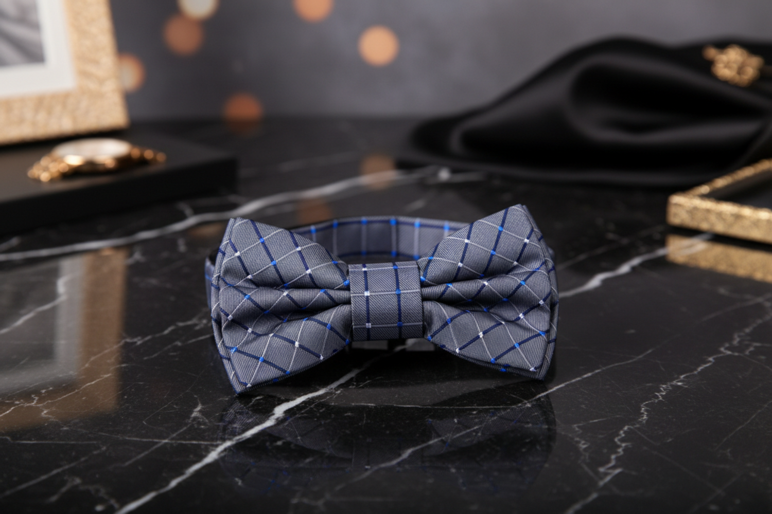 Grey Geometric Bow Tie
