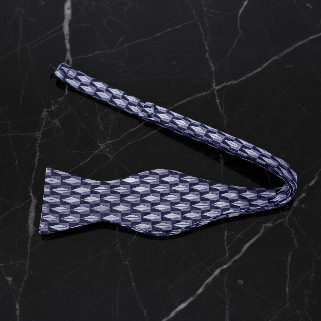 Grey Black Geometric Self Tie Bow Tie