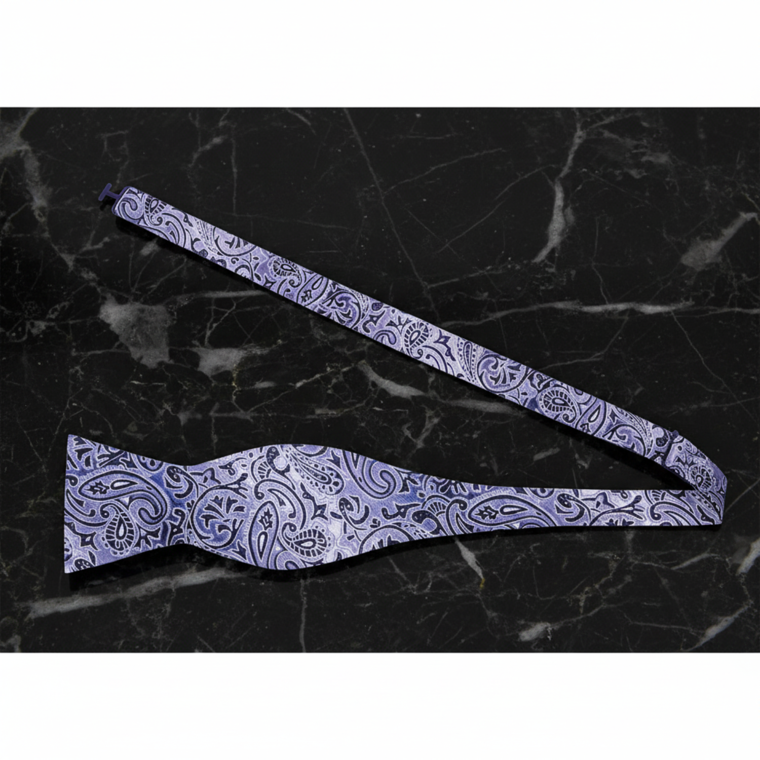 Grey, Black Paisley Bow Tie Self Tie