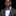 Man wearing blue and grey stripe bow tie and square