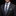 Man wearing a dark suit with a striped tie and pocket square on a black background