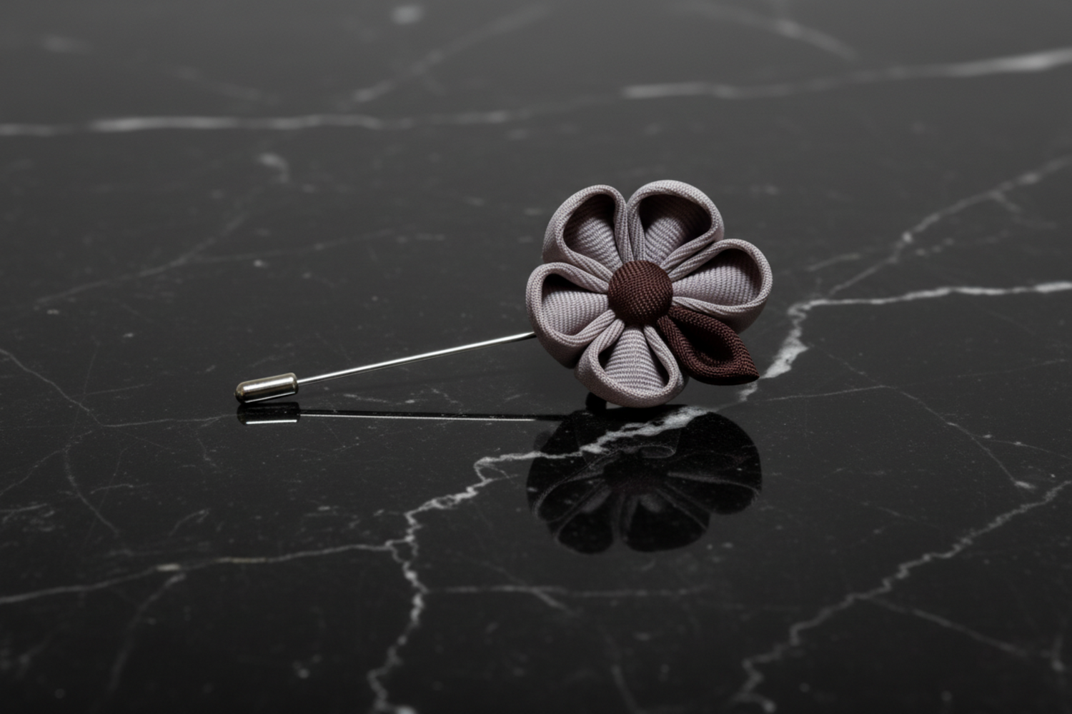 Grey, Brown Fashion Flower Lapel Pin