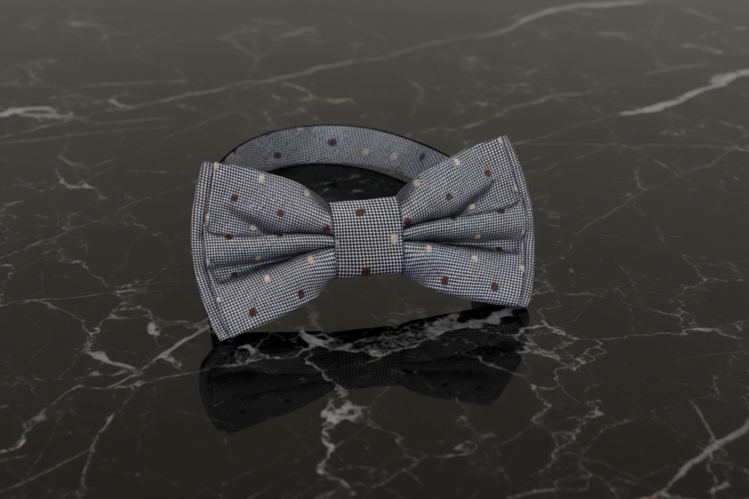 grey and brown polka bow tie pre tied