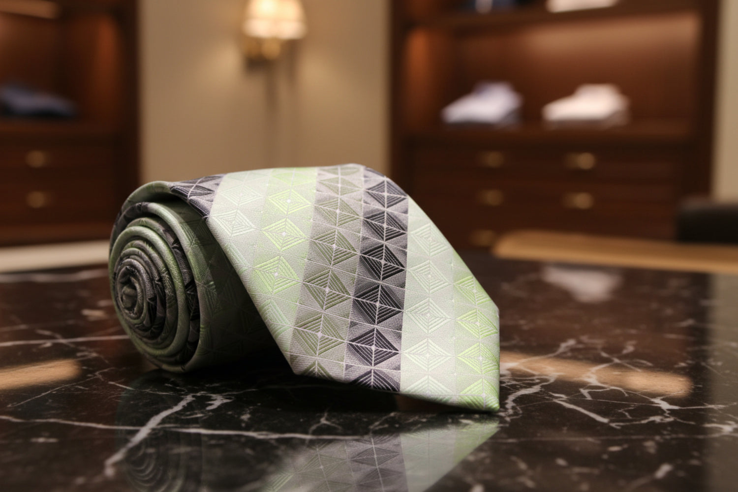 Green Geometric Blocks Tie 