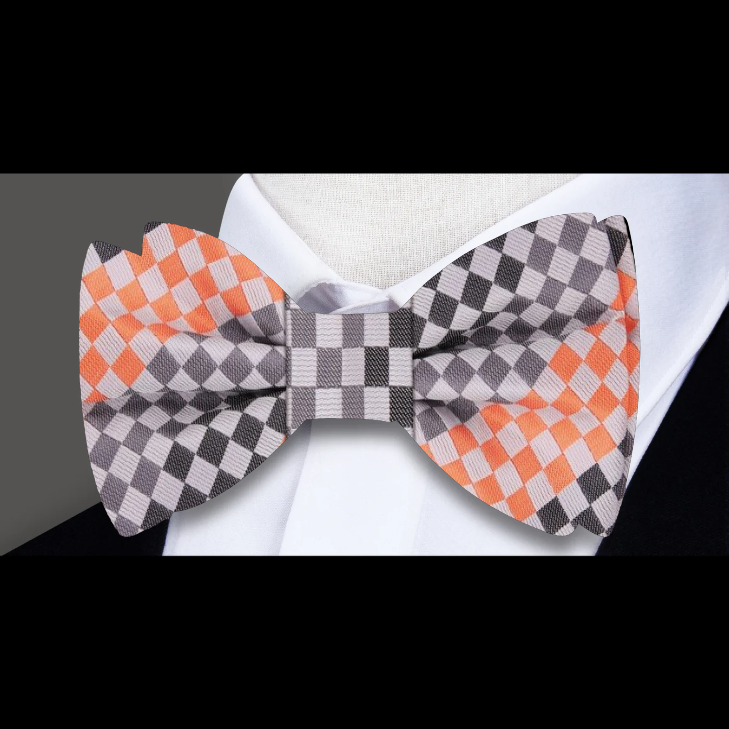 Orange, Grey Geometric Bow Tie