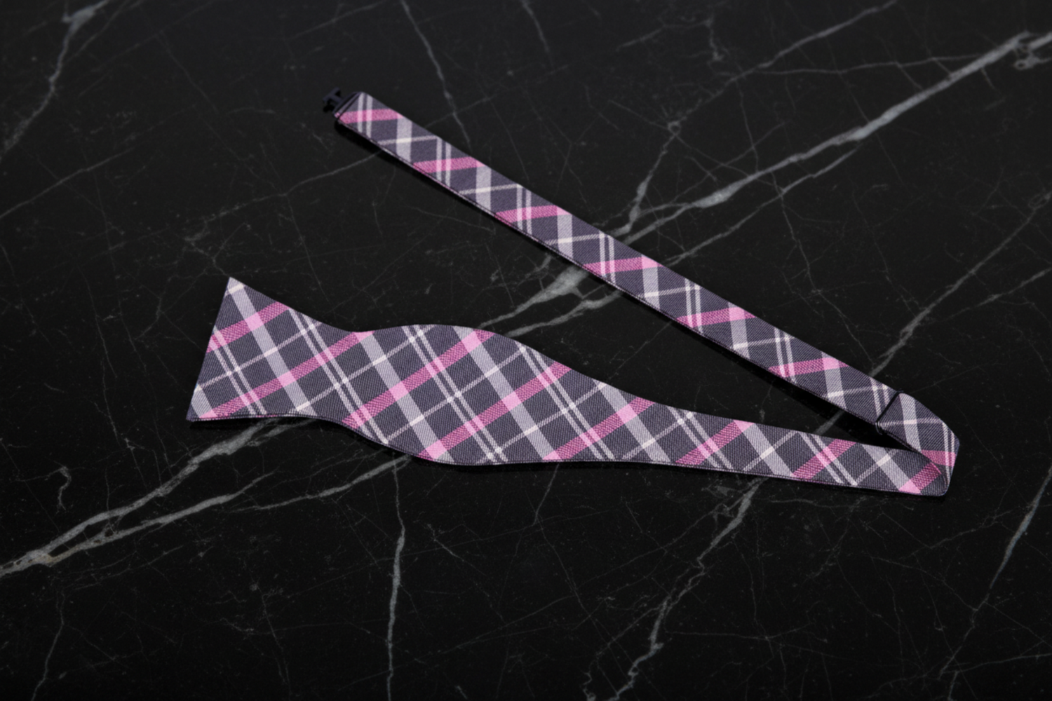 Self Tie Grey, Pink Plaid Bow Tie