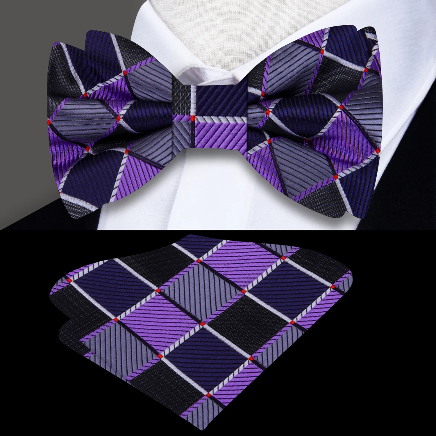 Purple Geometric Bow Tie and Square||Purple