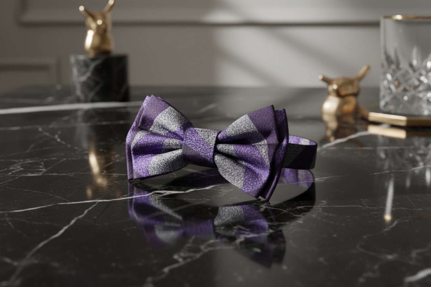 Grey Purple Pre Tied All Pro Bow Tie