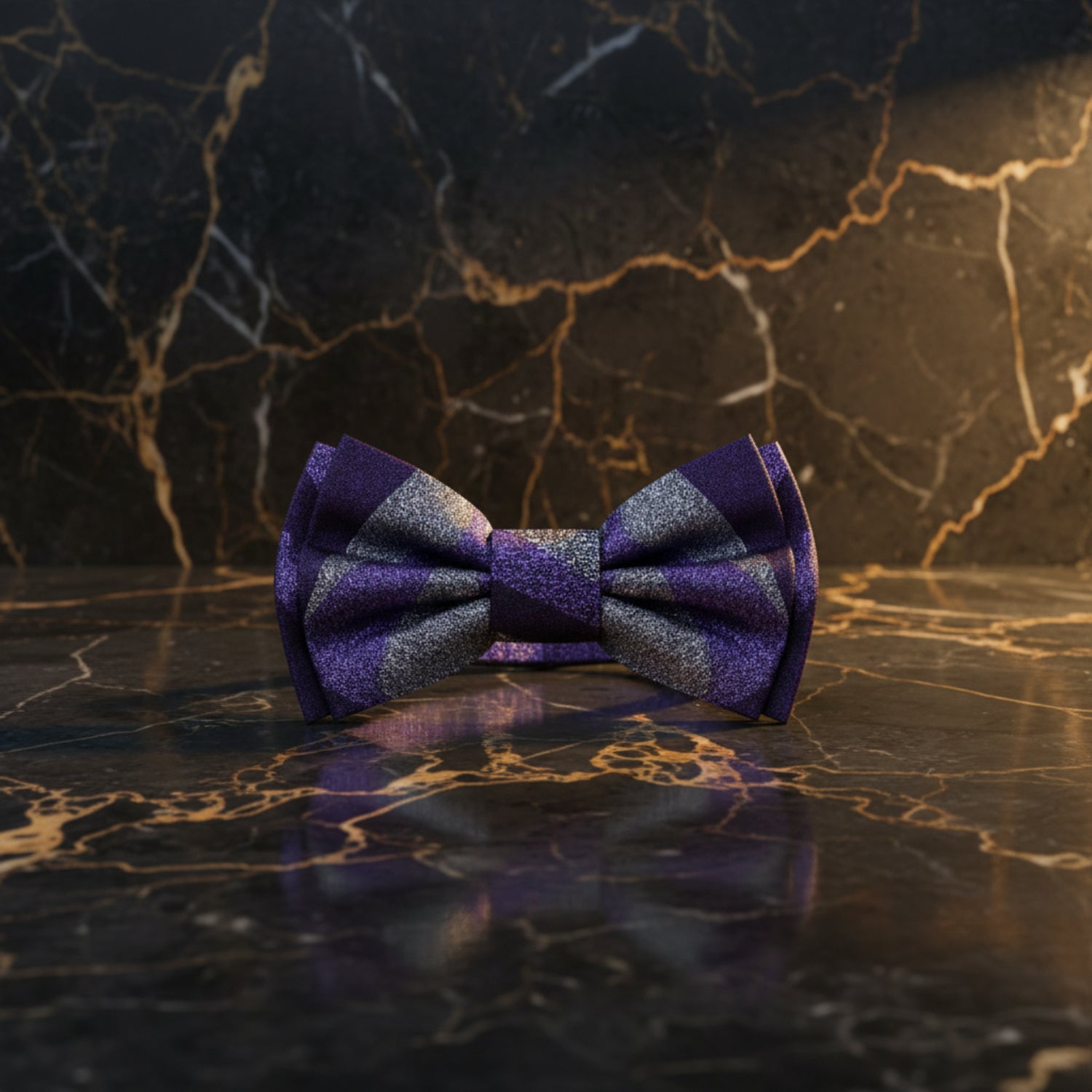 Purple and grey abstract bow tie 2