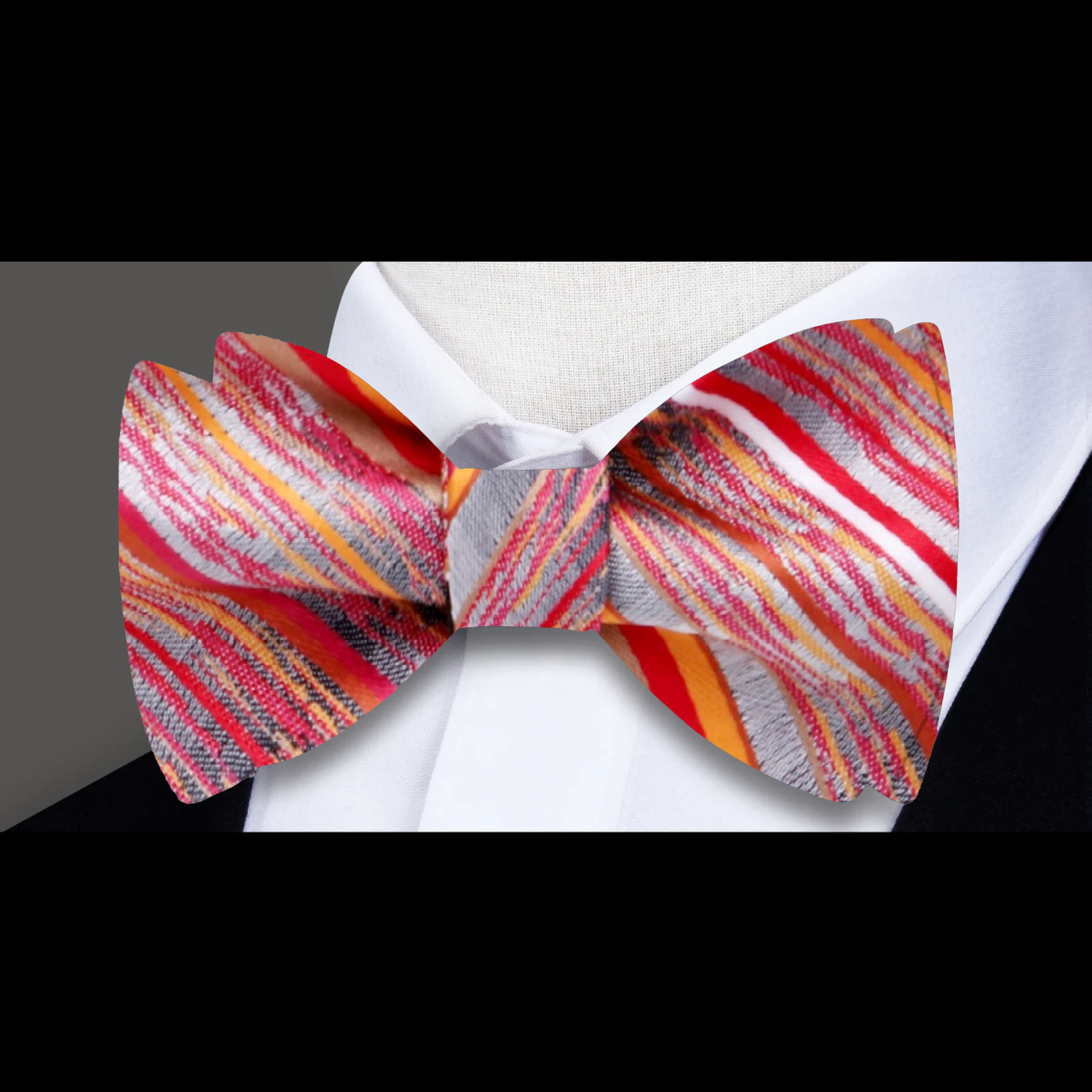 Grey Red Orange Solar Flare Bow Tie 