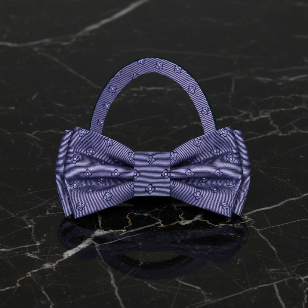 grey bow tie with a subtle pattern pre tied