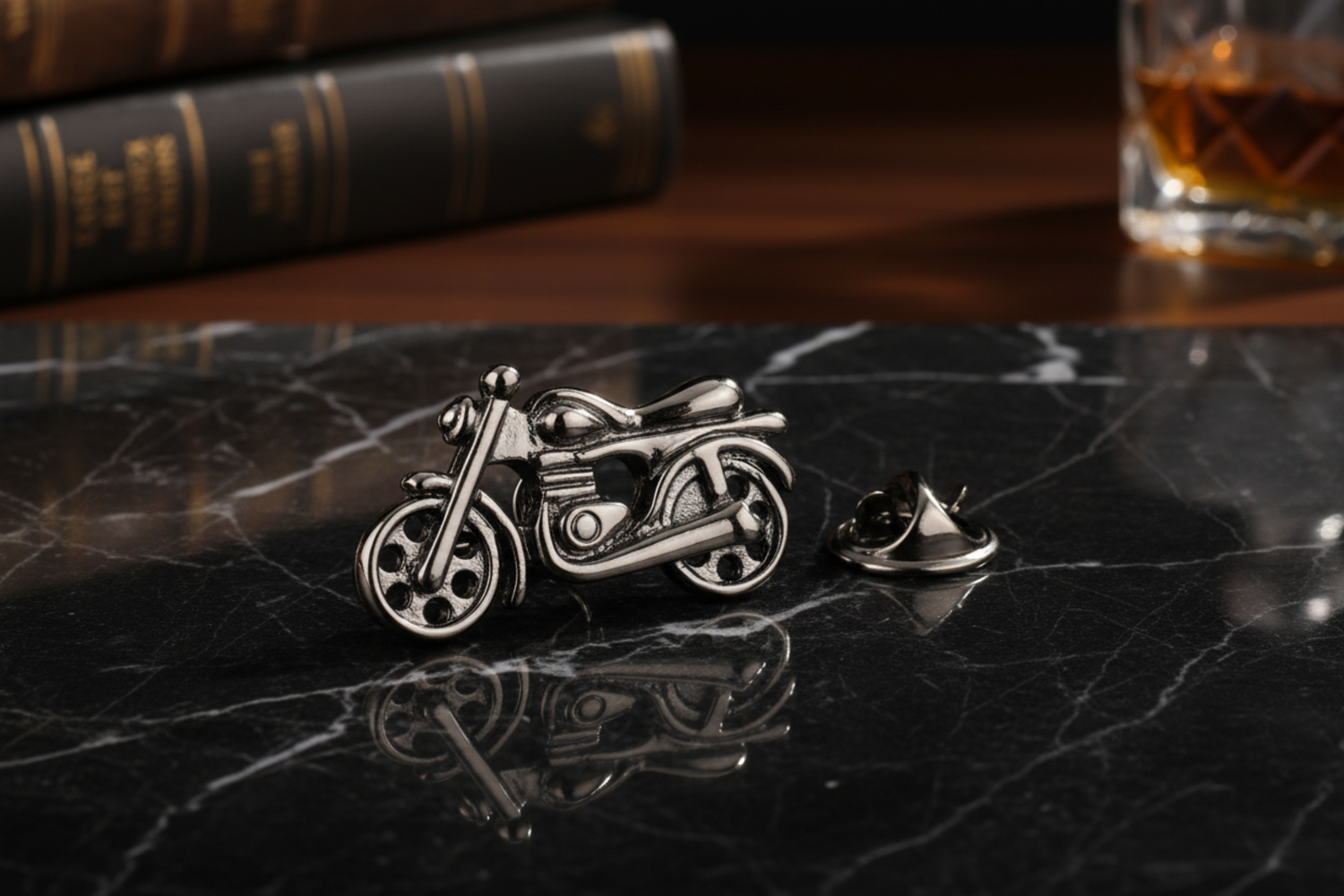Gun Metal Motorcycle Lapel Pin