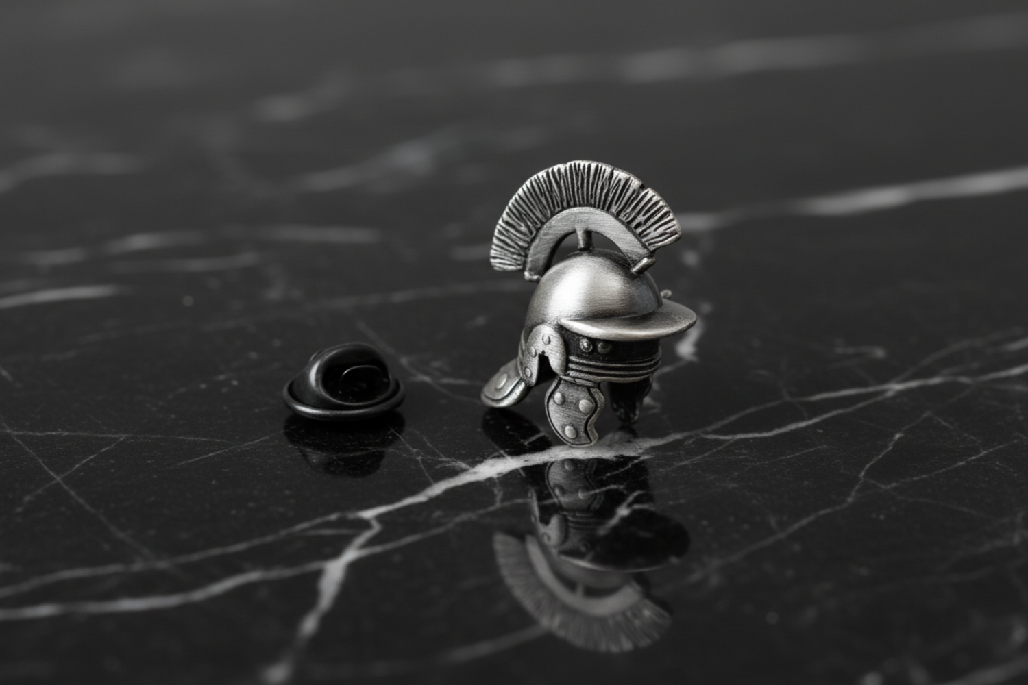 a small helmet lapel pin