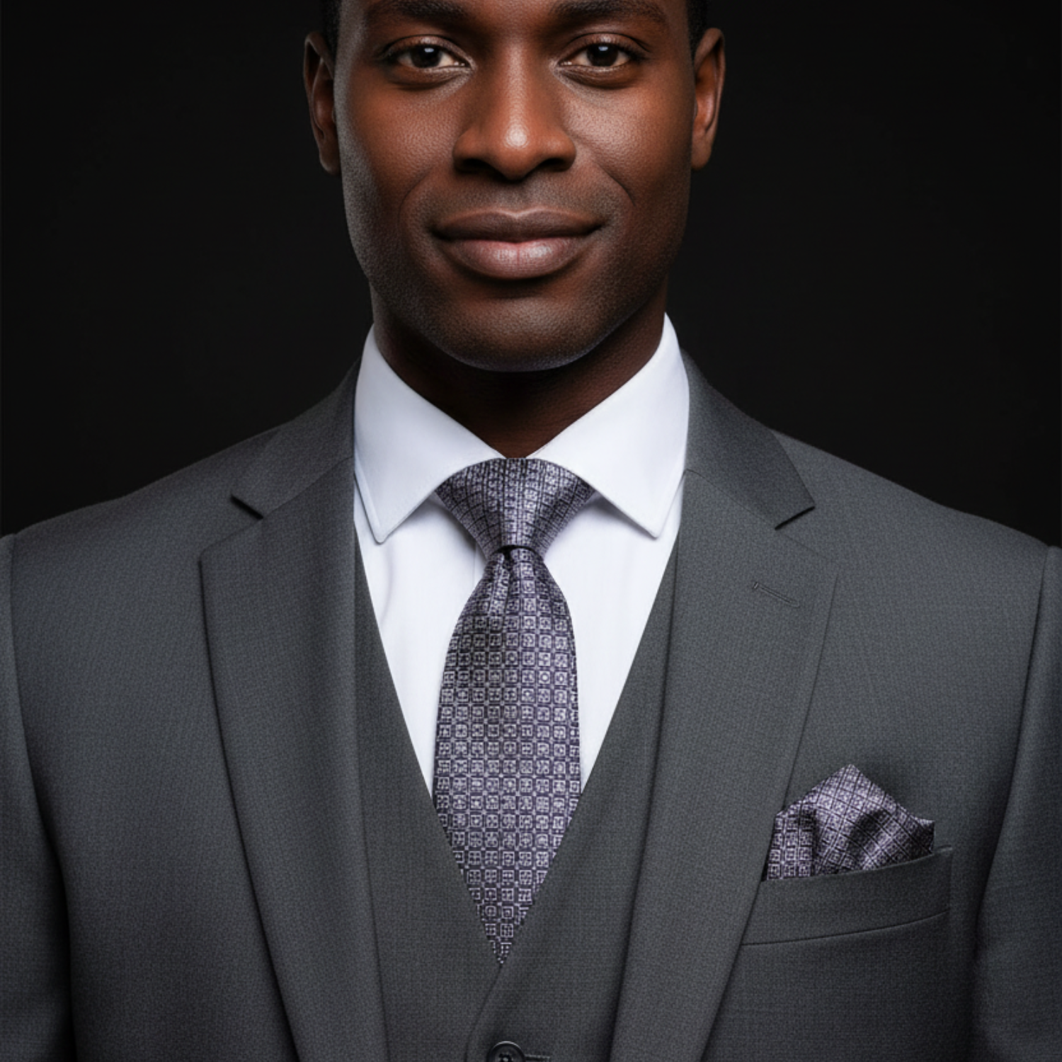 Light & Dark Grey Geometric Necktie – Modern & Refined