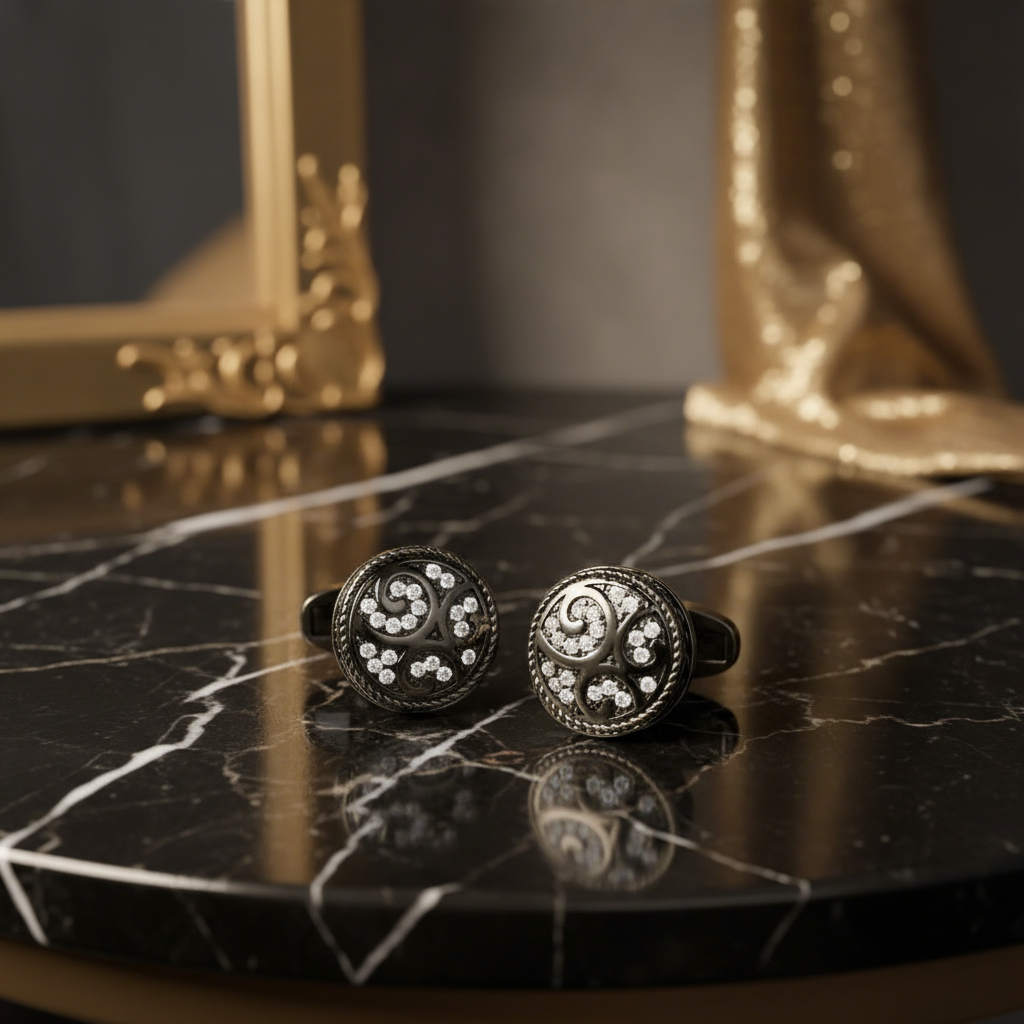 Gunmetal Circle Cufflinks