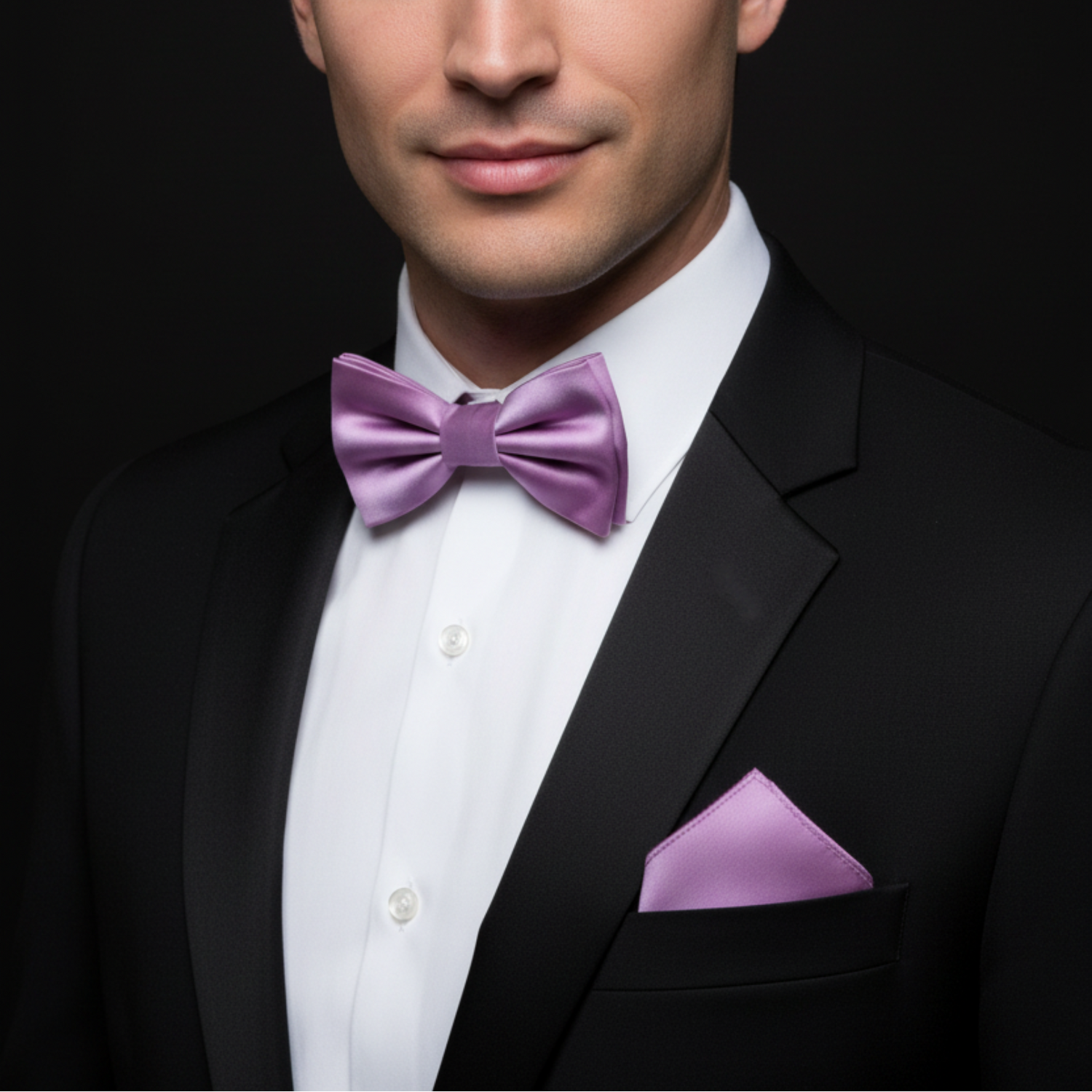 Heather Purple Bow Tie and Pocket Square