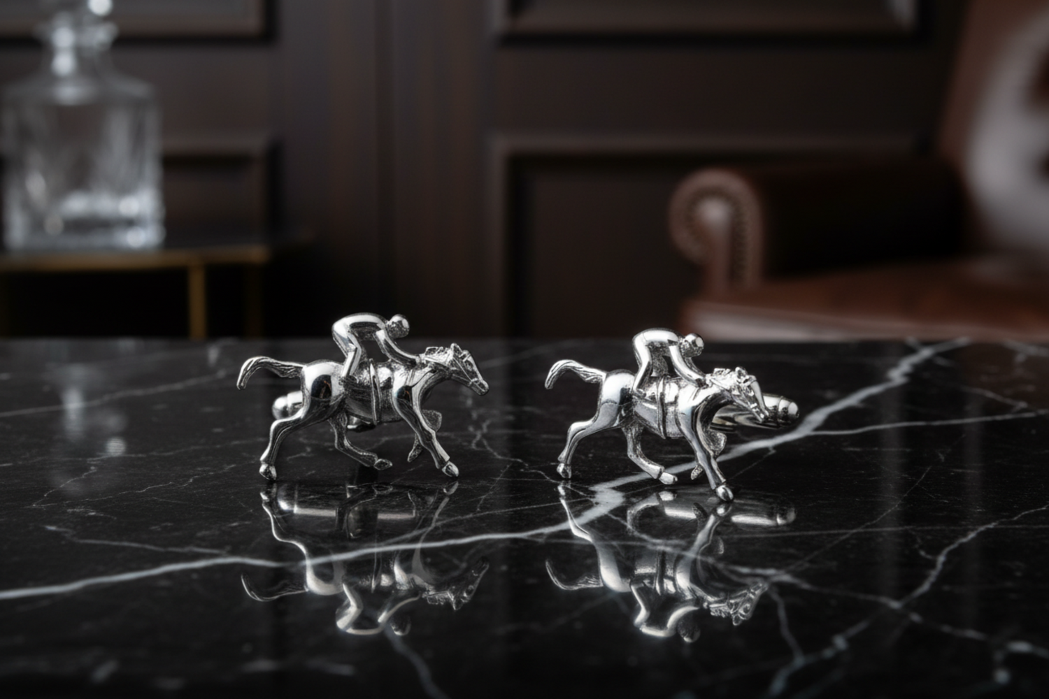 Small Chrome Horse Cufflinks