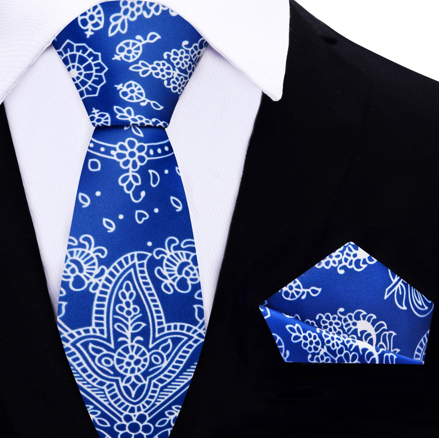 Blue Thin Tie and Square
