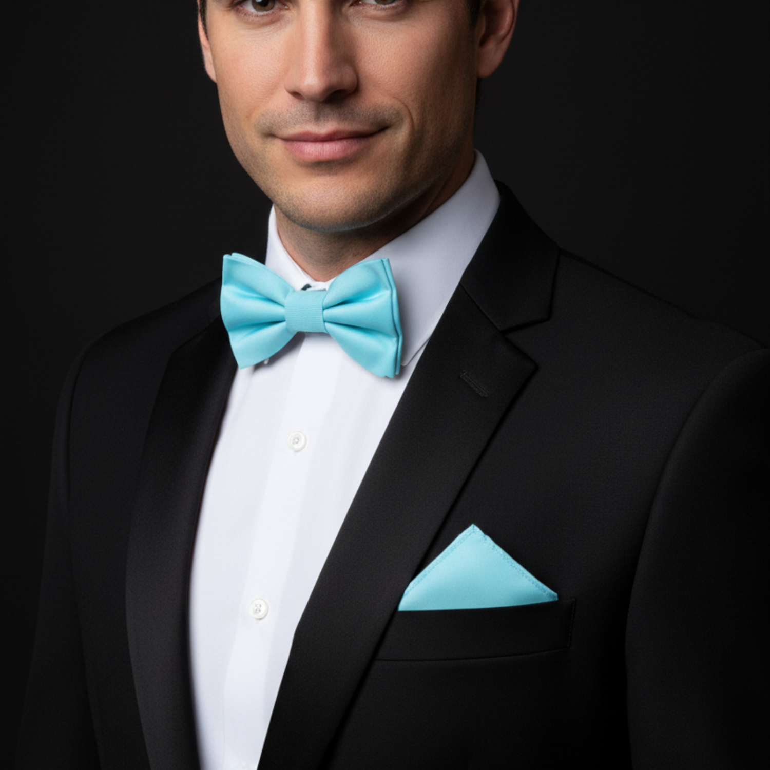 Iced Berg Blue Bow Tie and Square