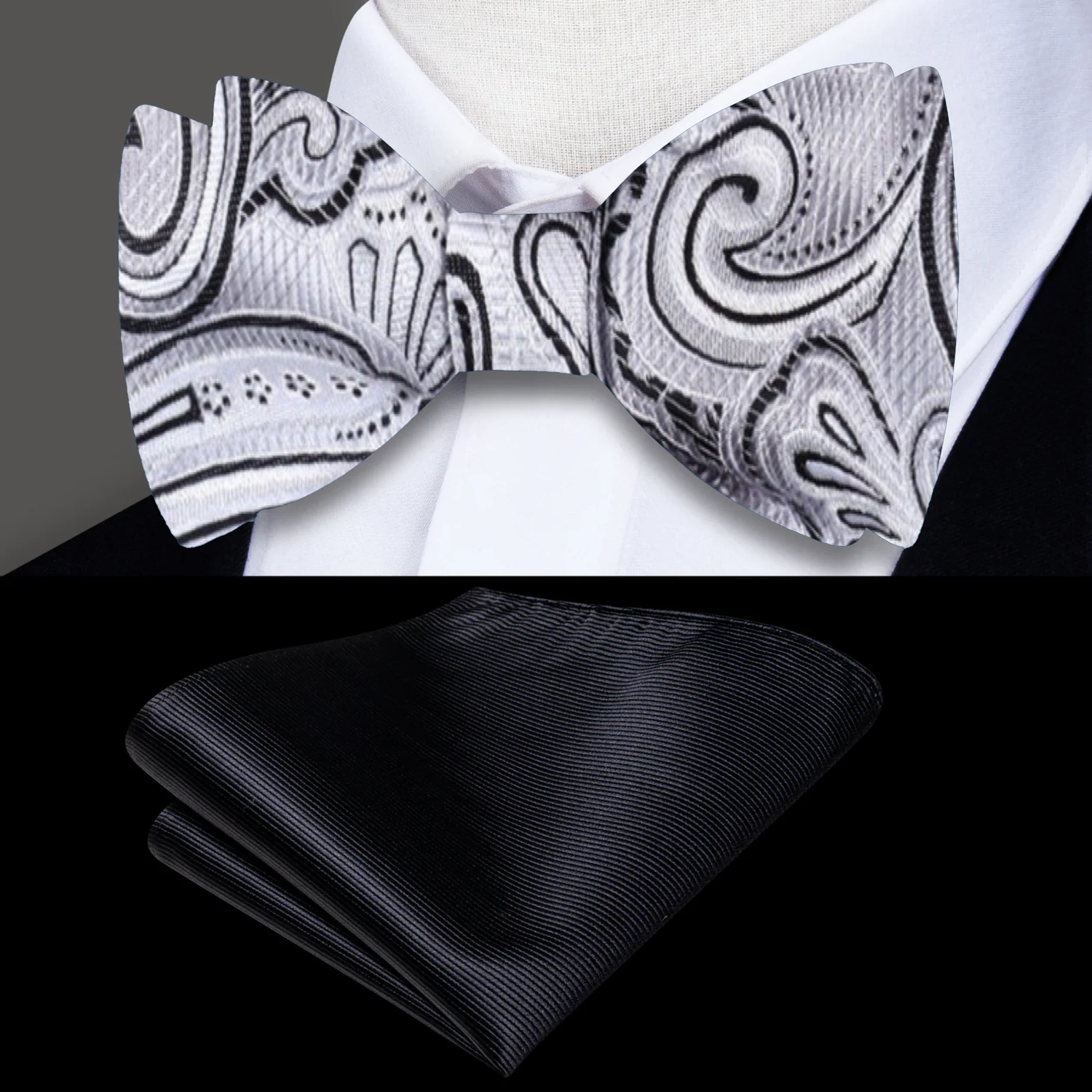Grey, Black Bow Tie & Accenting Square