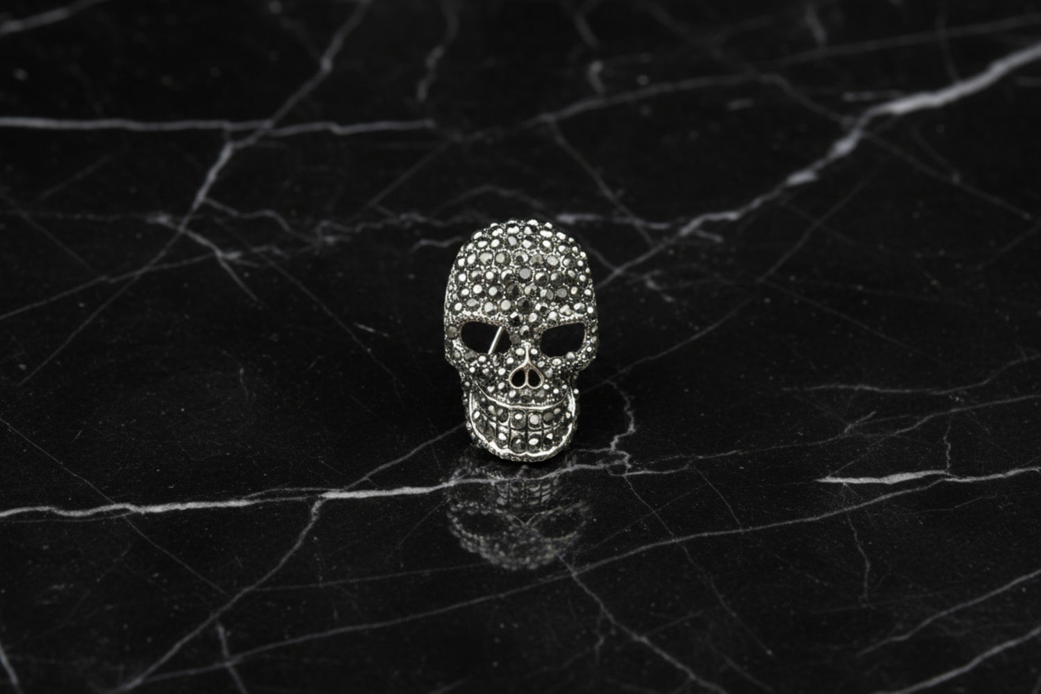 Vintage Jeweled Skull Lapel Pin