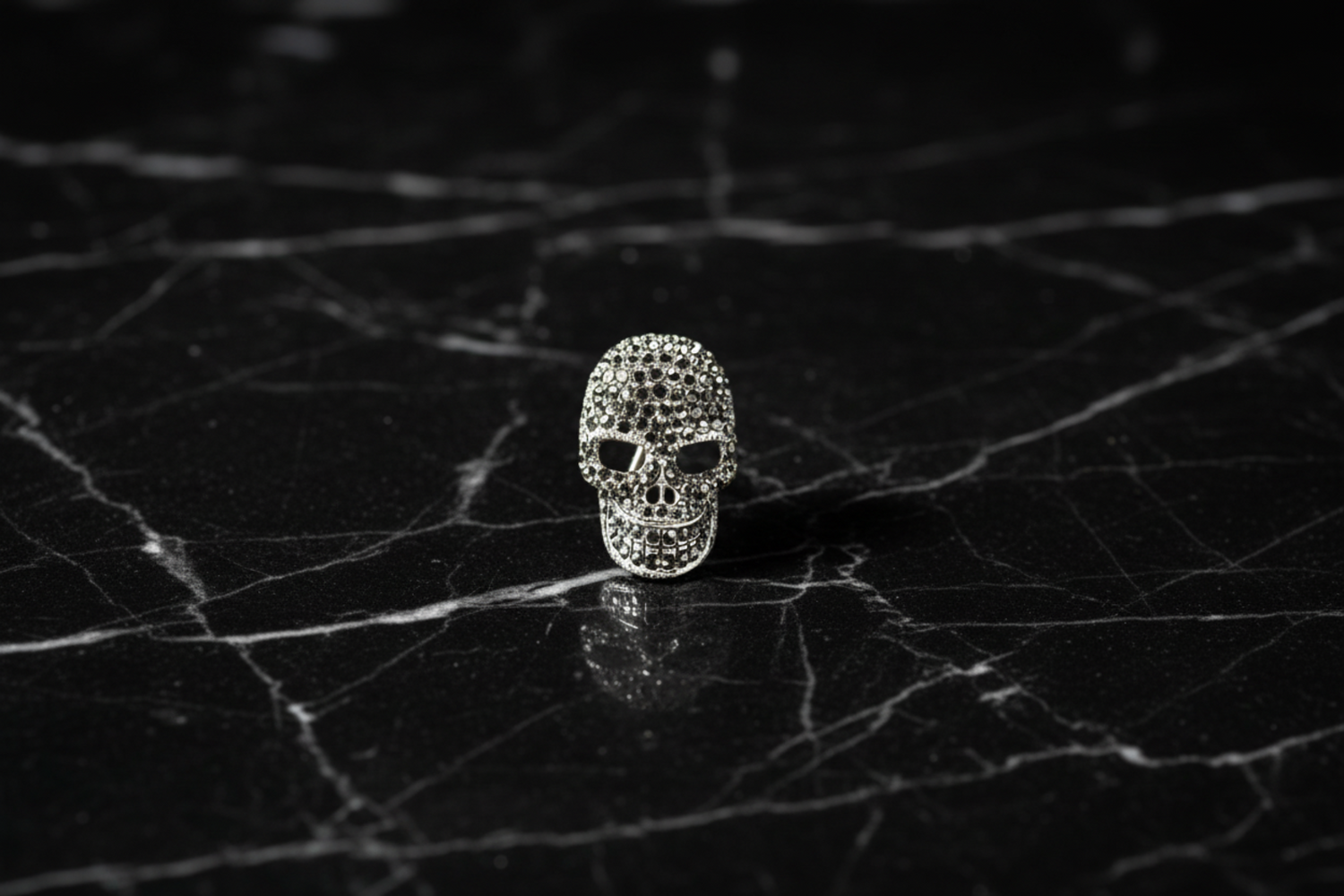 Main Vintage Jeweled Skull Lapel Pin