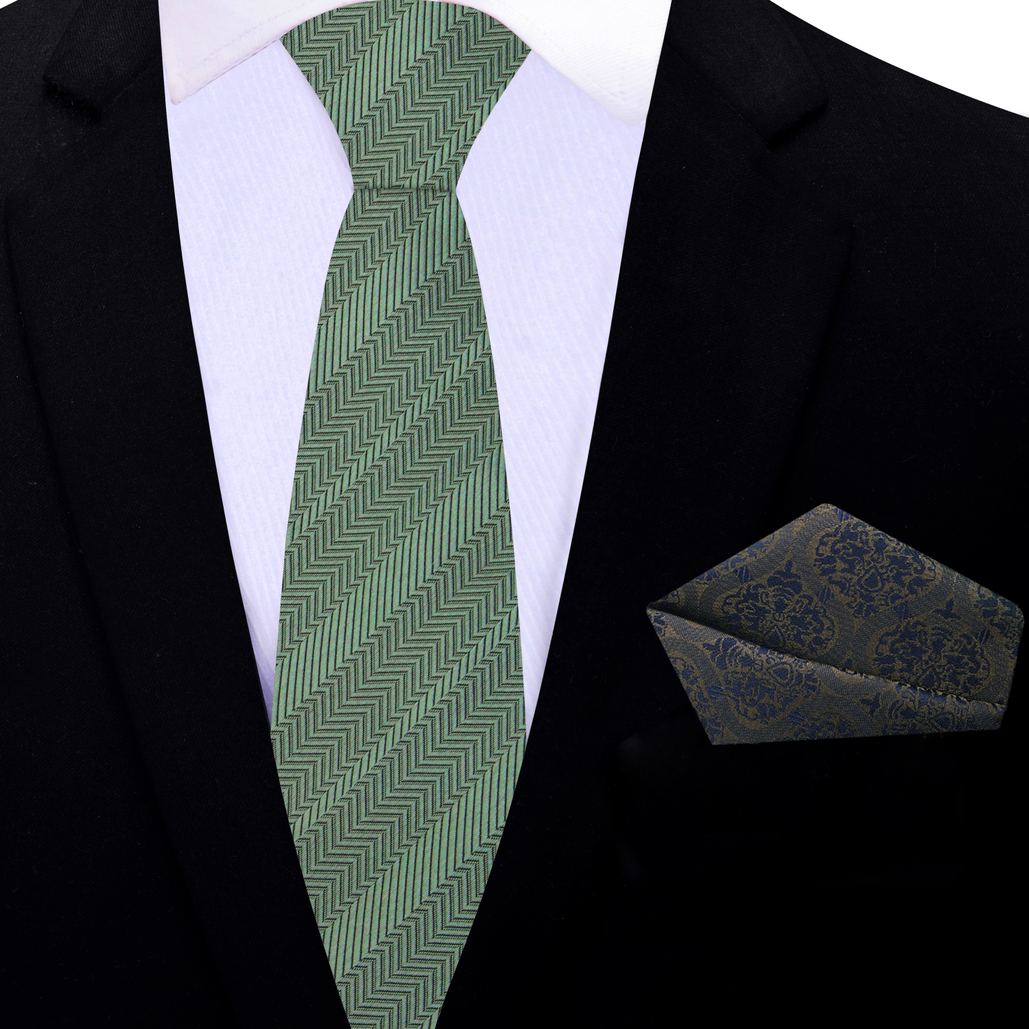Juniper Green Thin Tie and Accenting Square