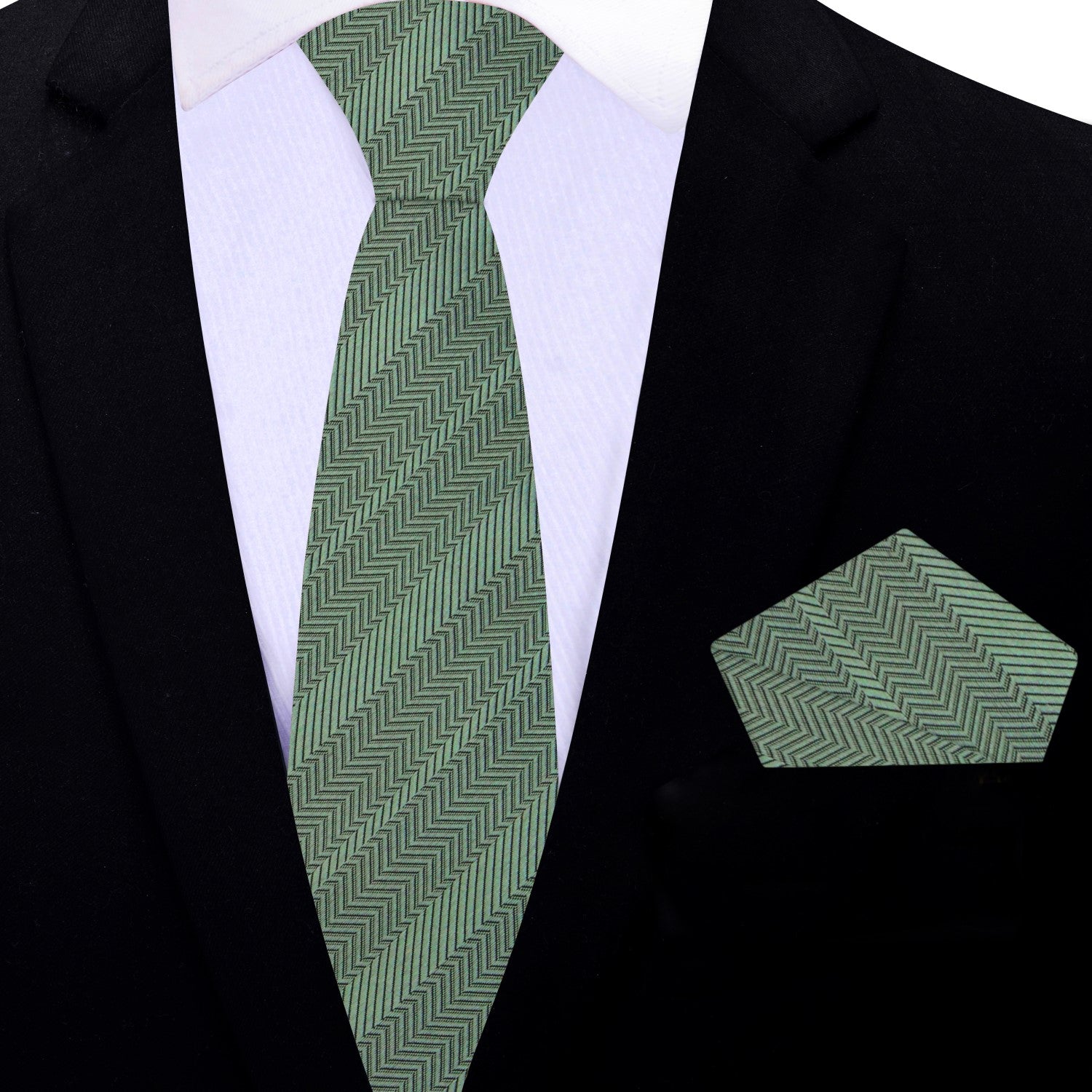 Juniper Green Thin Tie and Matching Square