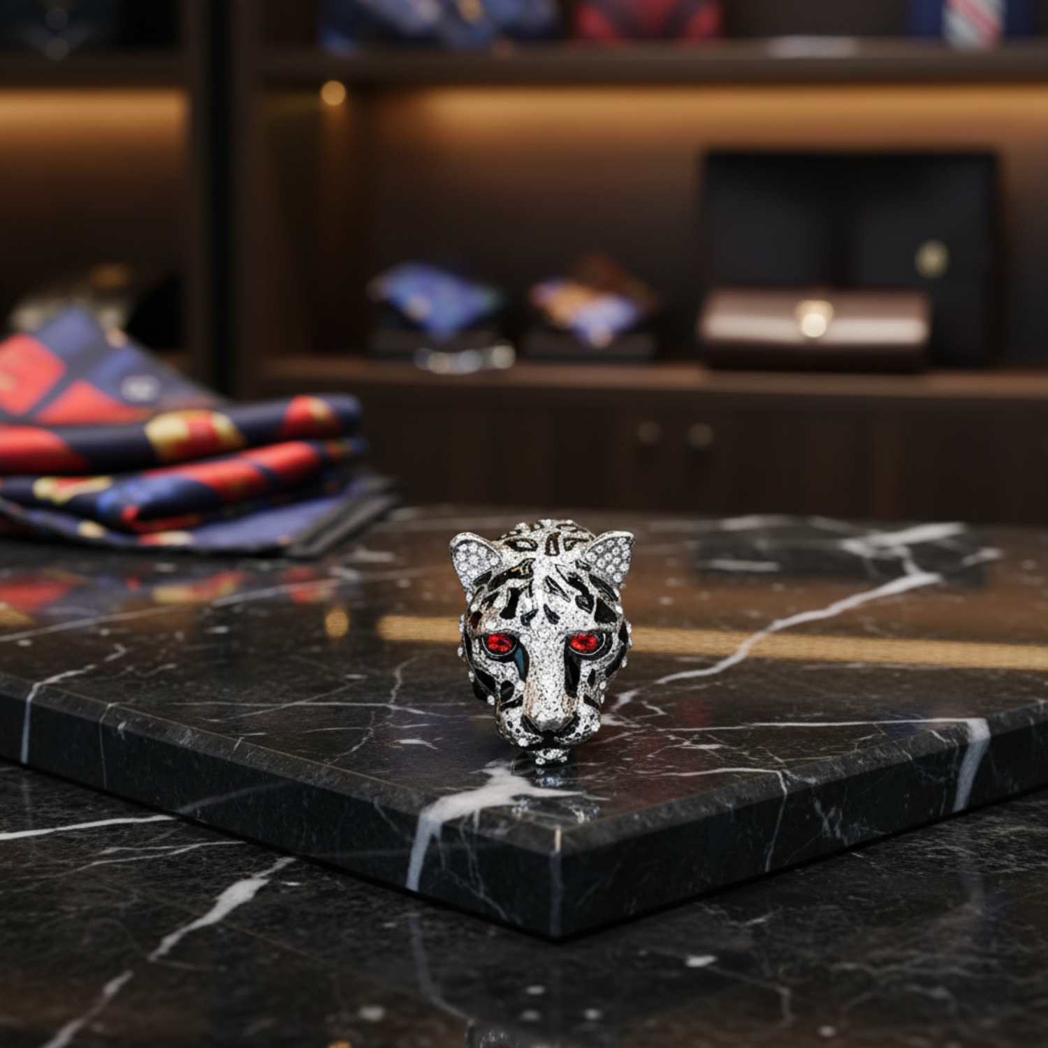 Chrome Leopard Lapel Pin
