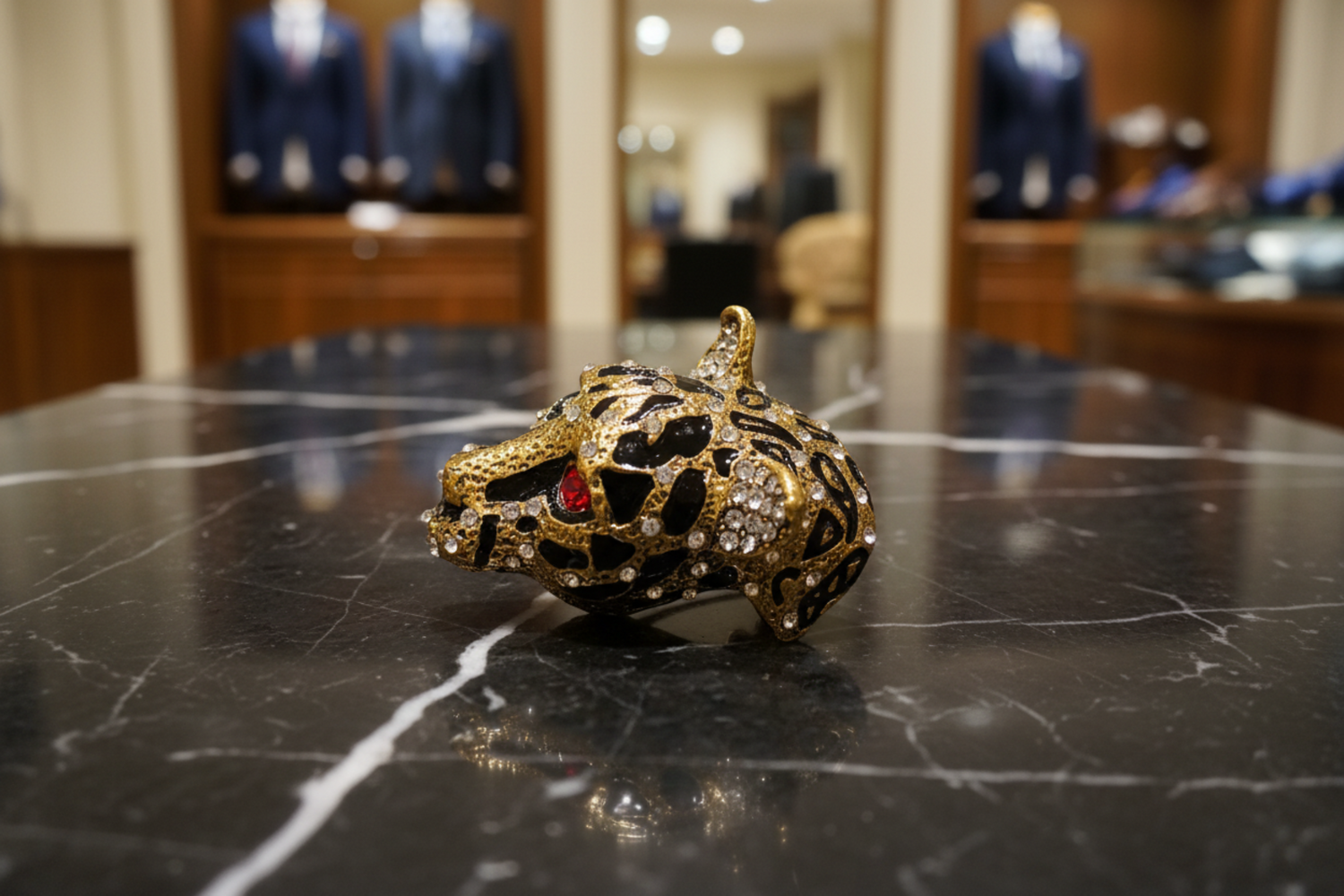 Side of Gold Leopard Lapel Pin