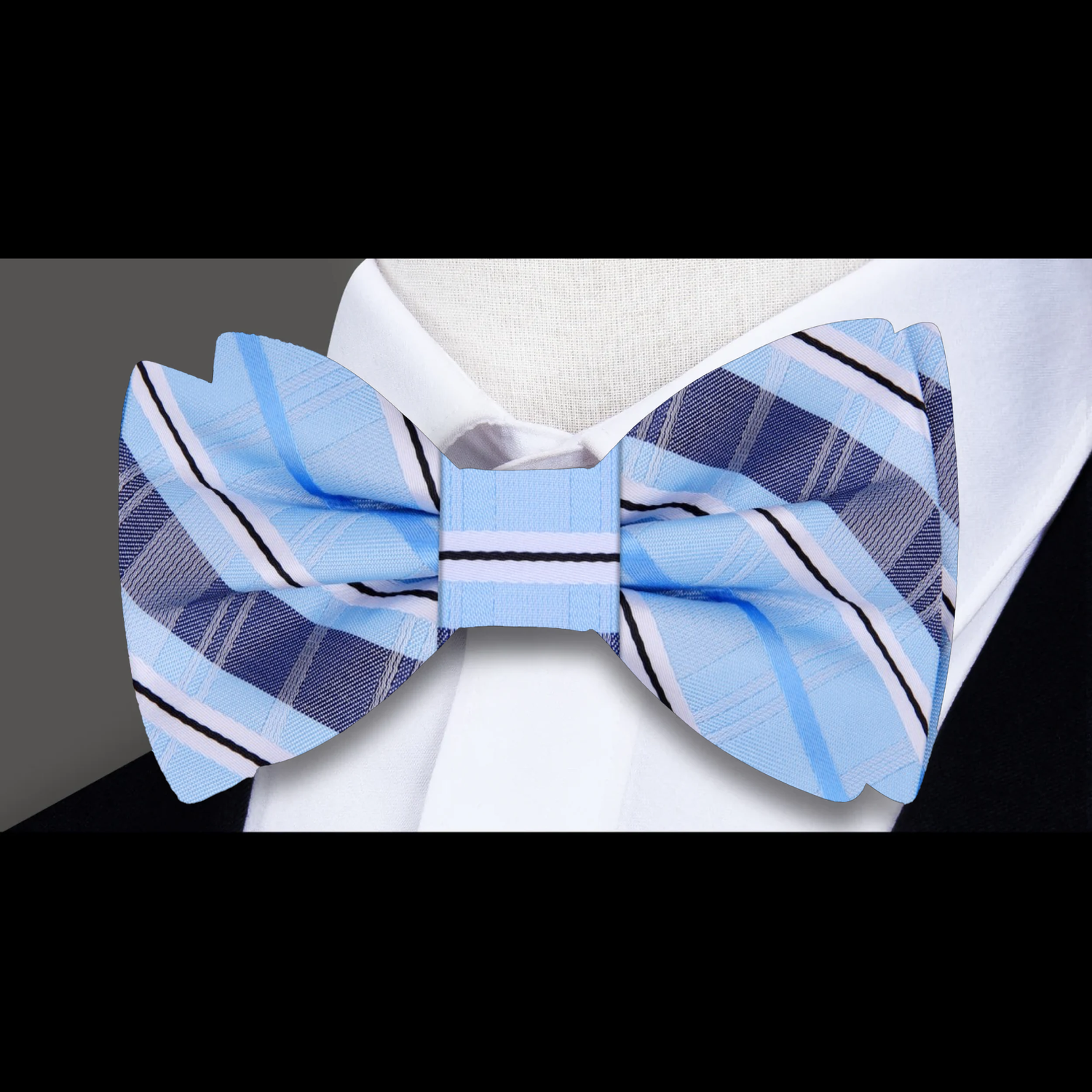 Light Blue, Dark Blue Plaid Tie
