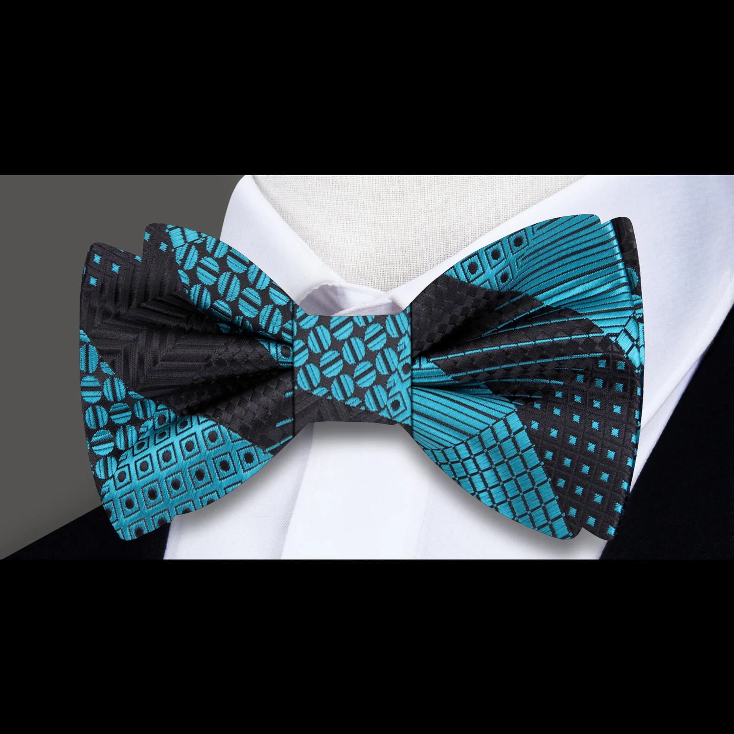 Graphite, Teal Geometric Bow Tie  
