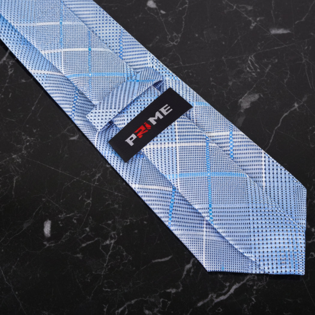 Light Blue, White Plaid Tie Keep
