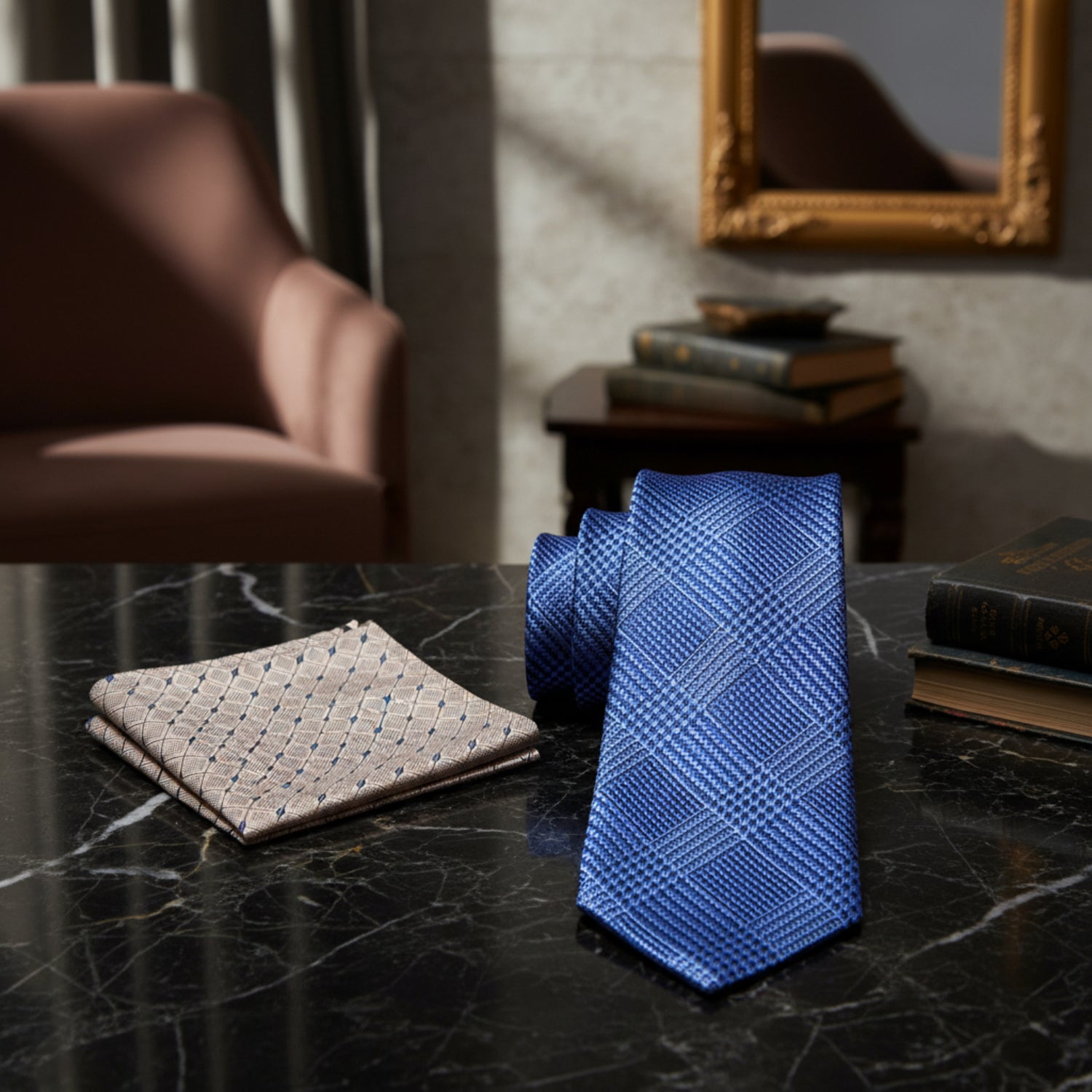 Alt View: Light Blue Siberian Necktie and Accenting Square