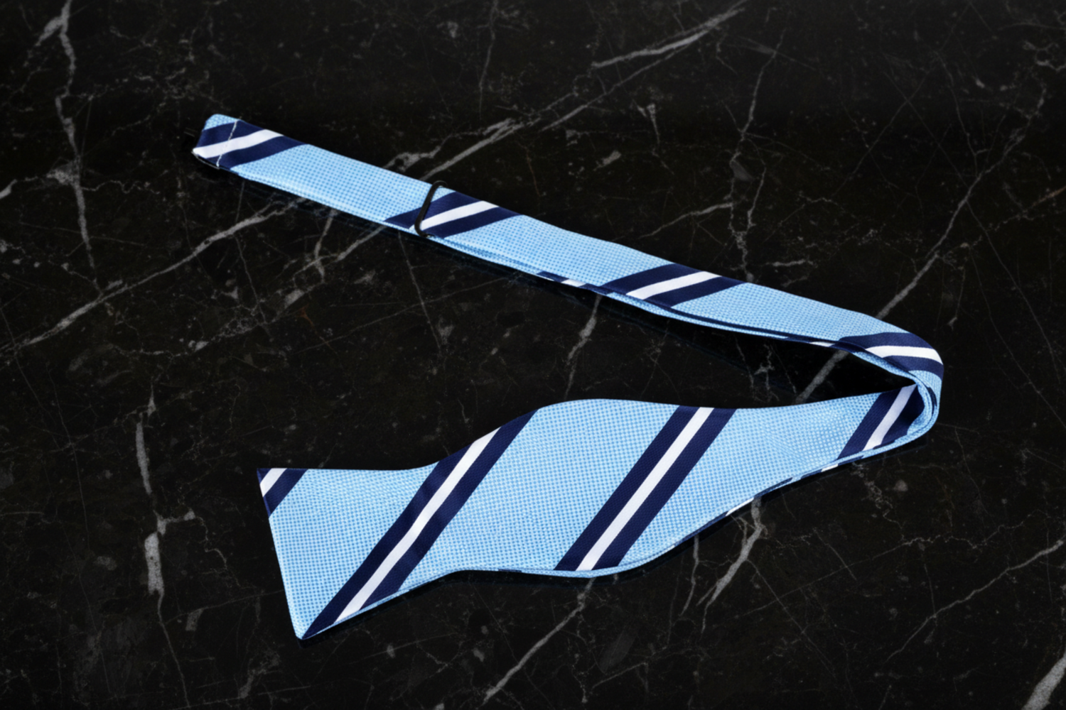 Light Blue, Dark Blue, White Stripe Self Tie Bow Tie