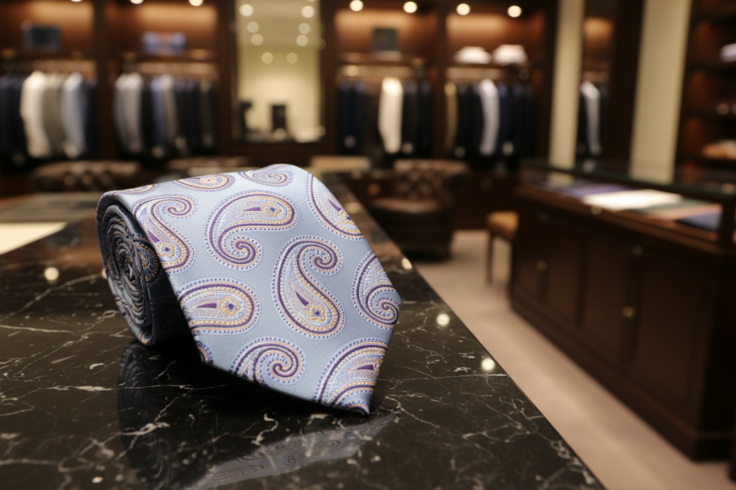 Light Blue Paisley Necktie