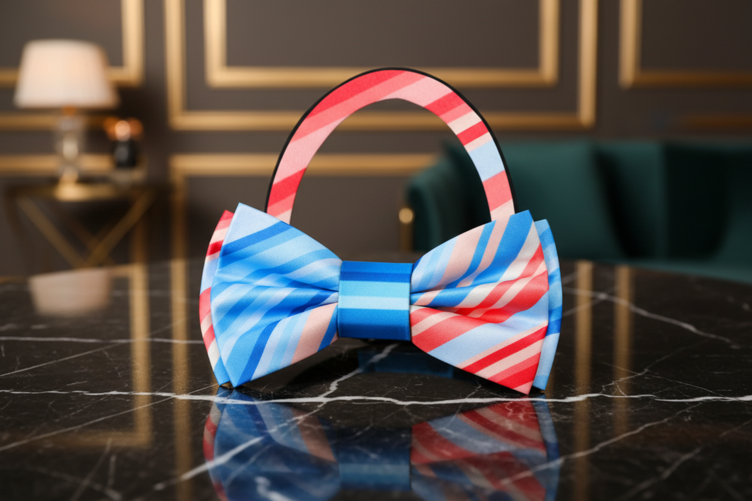 Light Blue Light Red Gradient Bow Tie Pre Tied