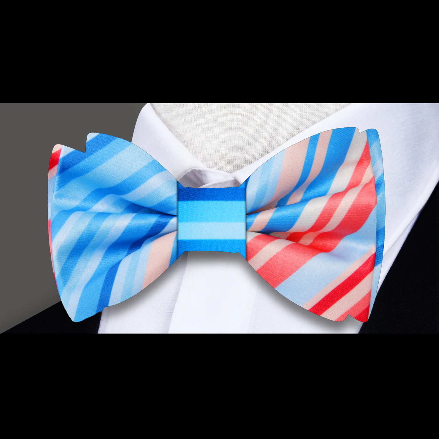 Red & Blue Gradient Stripe Bow Tie