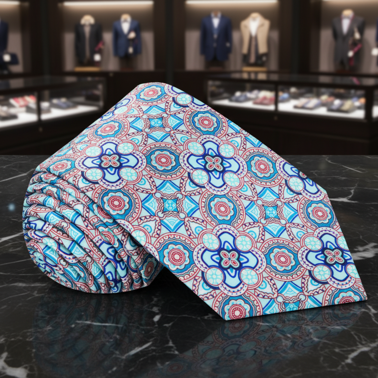 Light Blue Mosaic Necktie Single