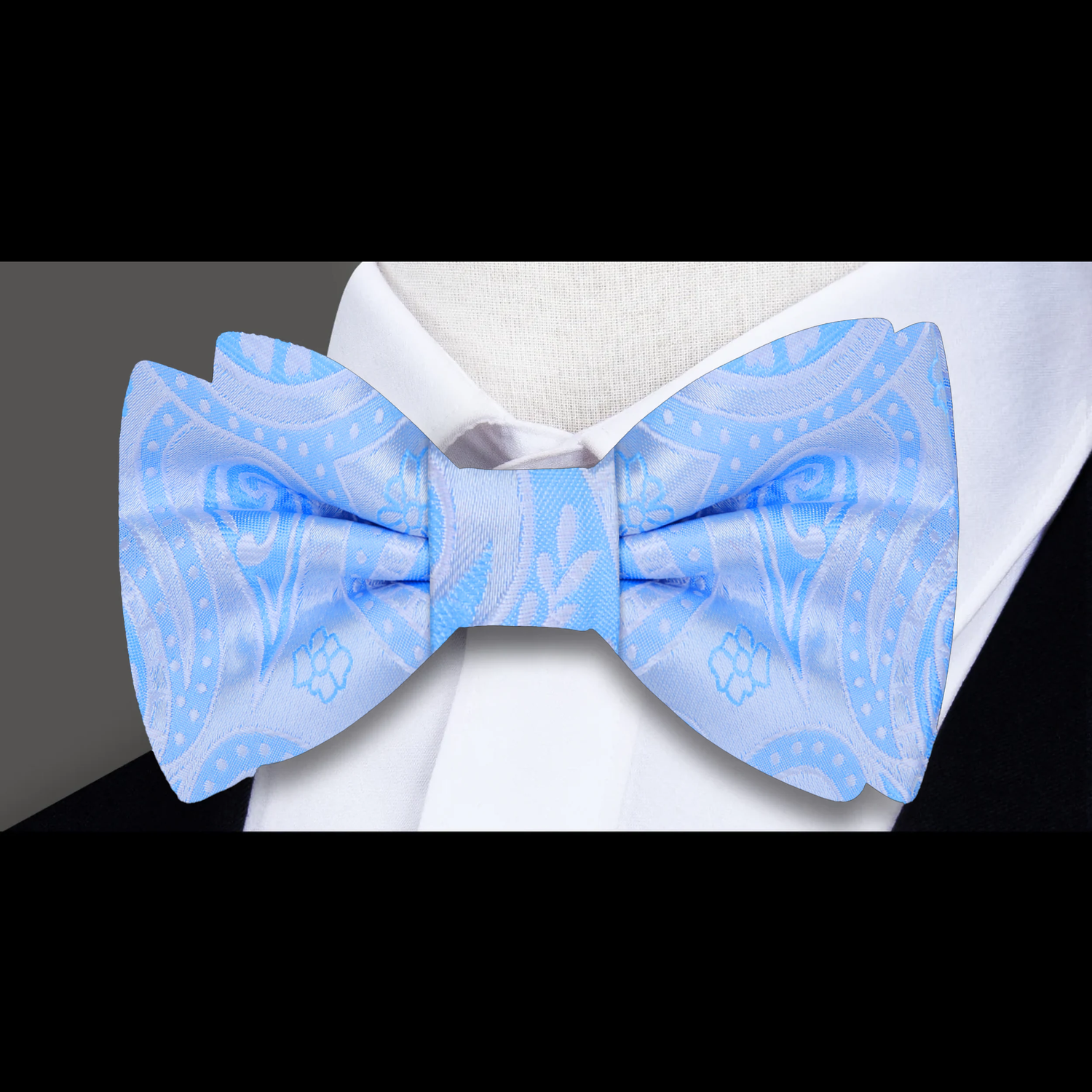 Light Blue Paisley Bow Tie