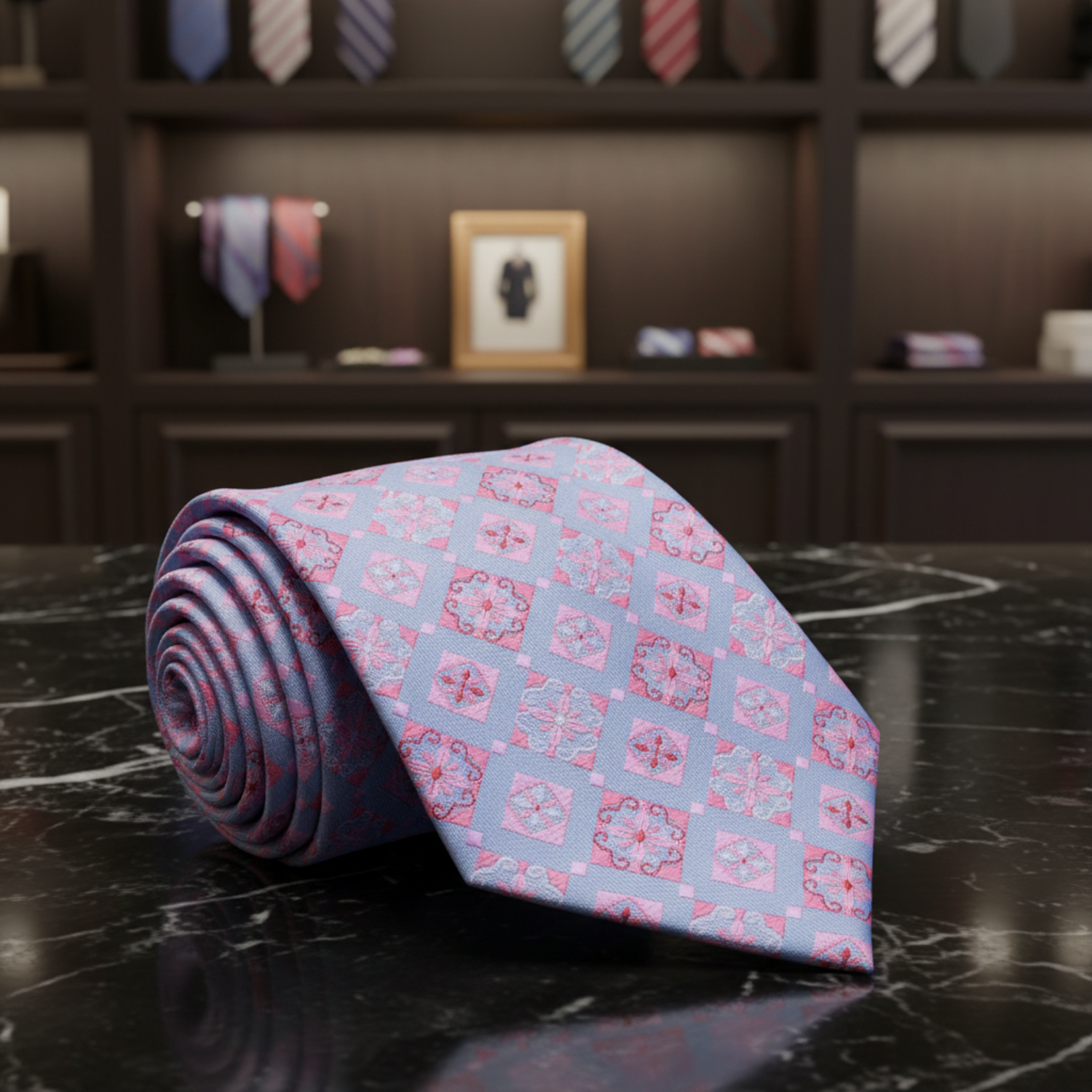 Light Blue Pink Red Haze Tie