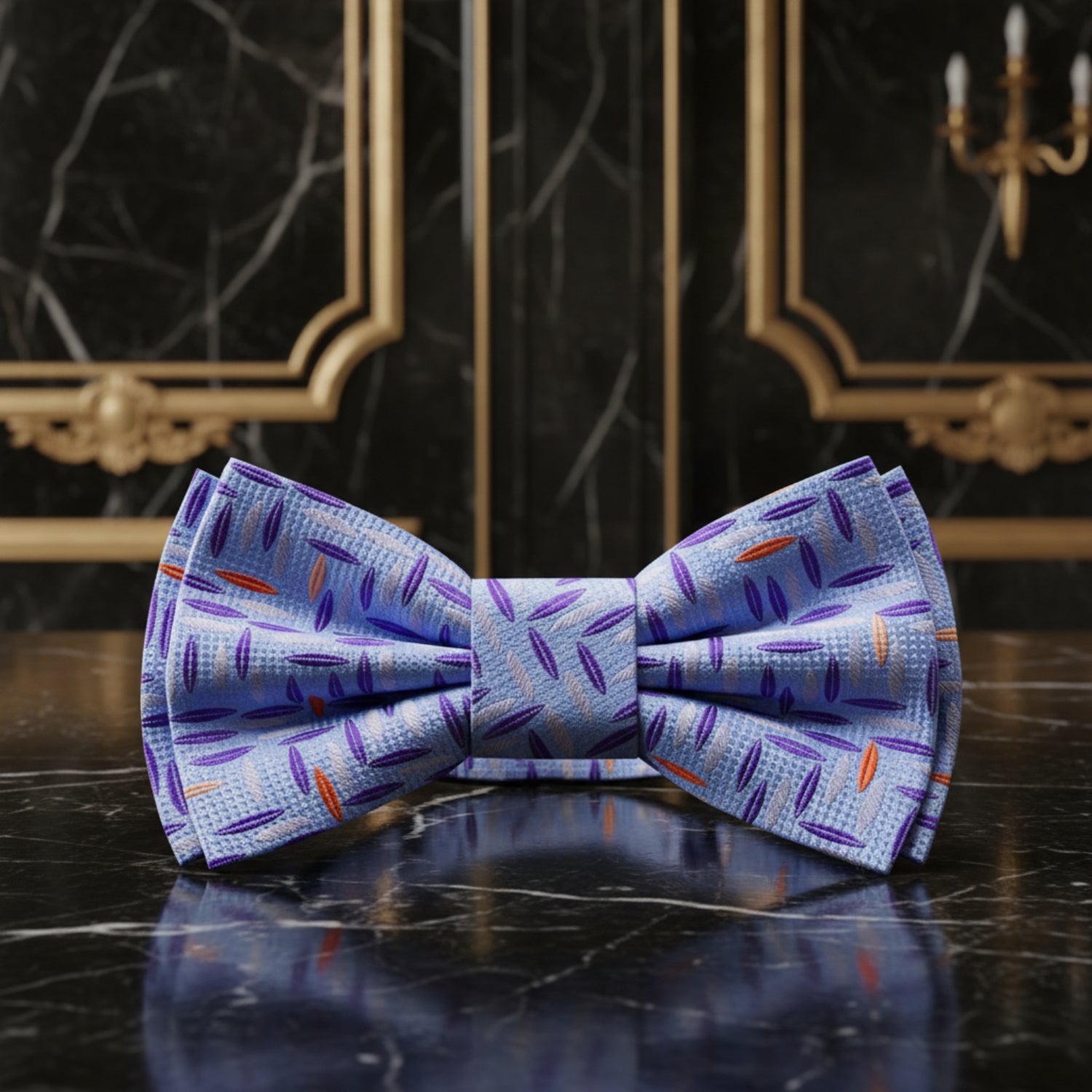 Light Blue, Purple, Orange Geometric Bow Tie Pre Tied